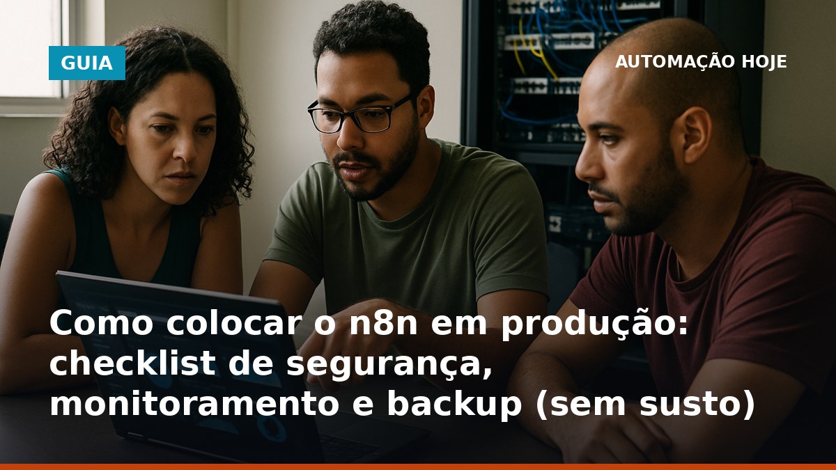 Checklist para colocar n8n em produção com segurança, monitoramento e backup