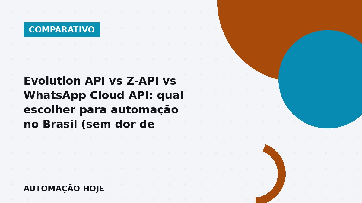 Comparativo Evolution API vs Z-API vs WhatsApp Cloud API para automação no Brasil