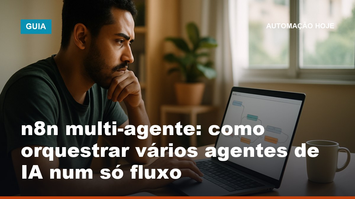 Profissional montando sistema multi-agente no n8n com agente orquestrador delegando para agentes de IA