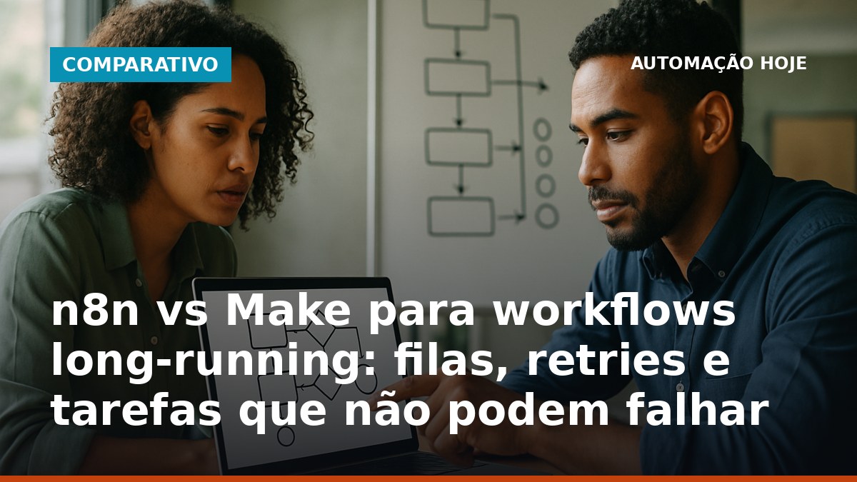 n8n vs Make para automações long-running com filas e retry